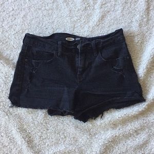 Black denim shorts